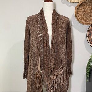 PRETTY ANGEL Linen Blend Brown Lace Ruffled Boho Whimsigoth Fairycore Jacket